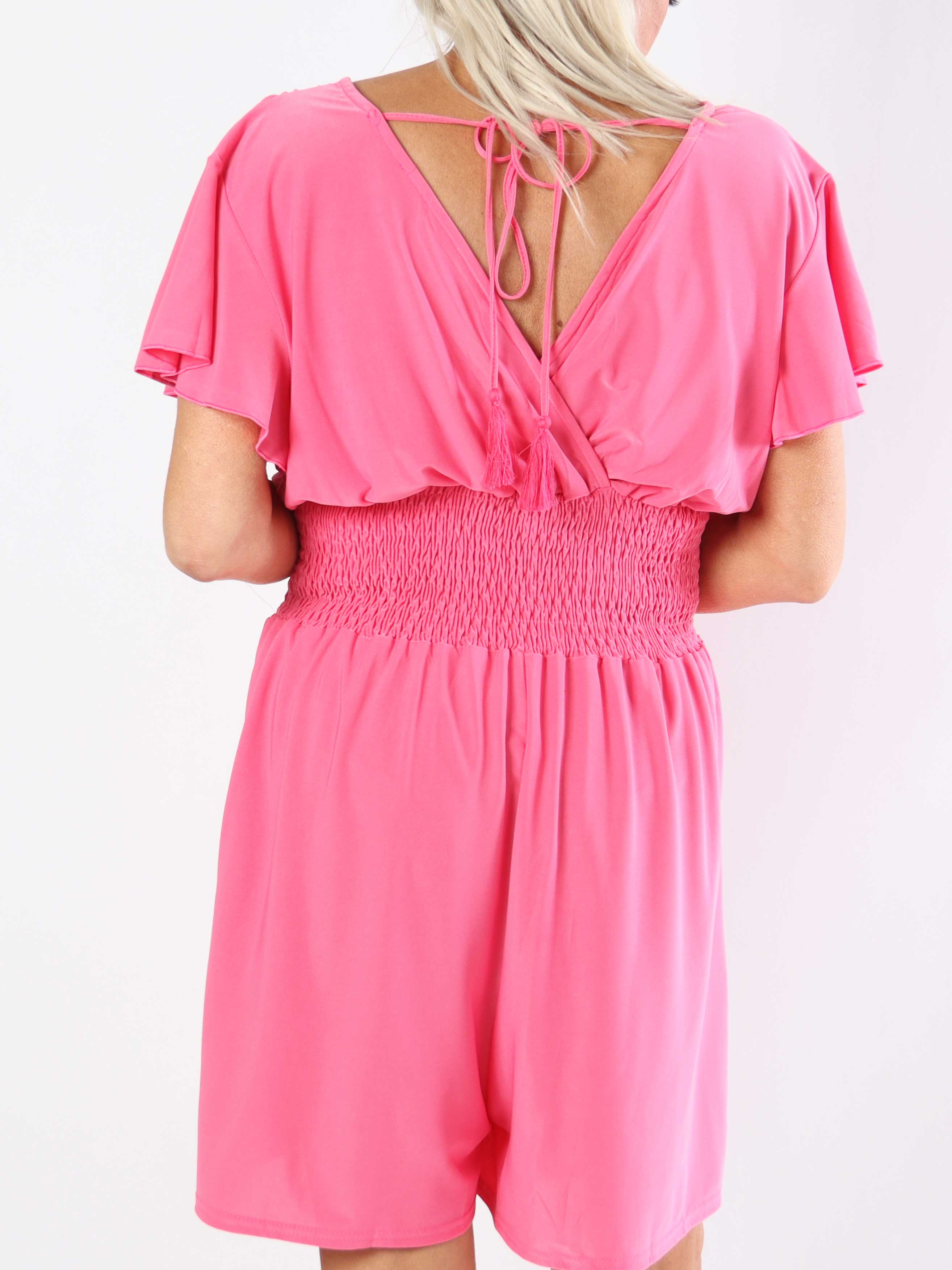 Pams Plain Playsuit - Elastisk plus size playsuit med lommer